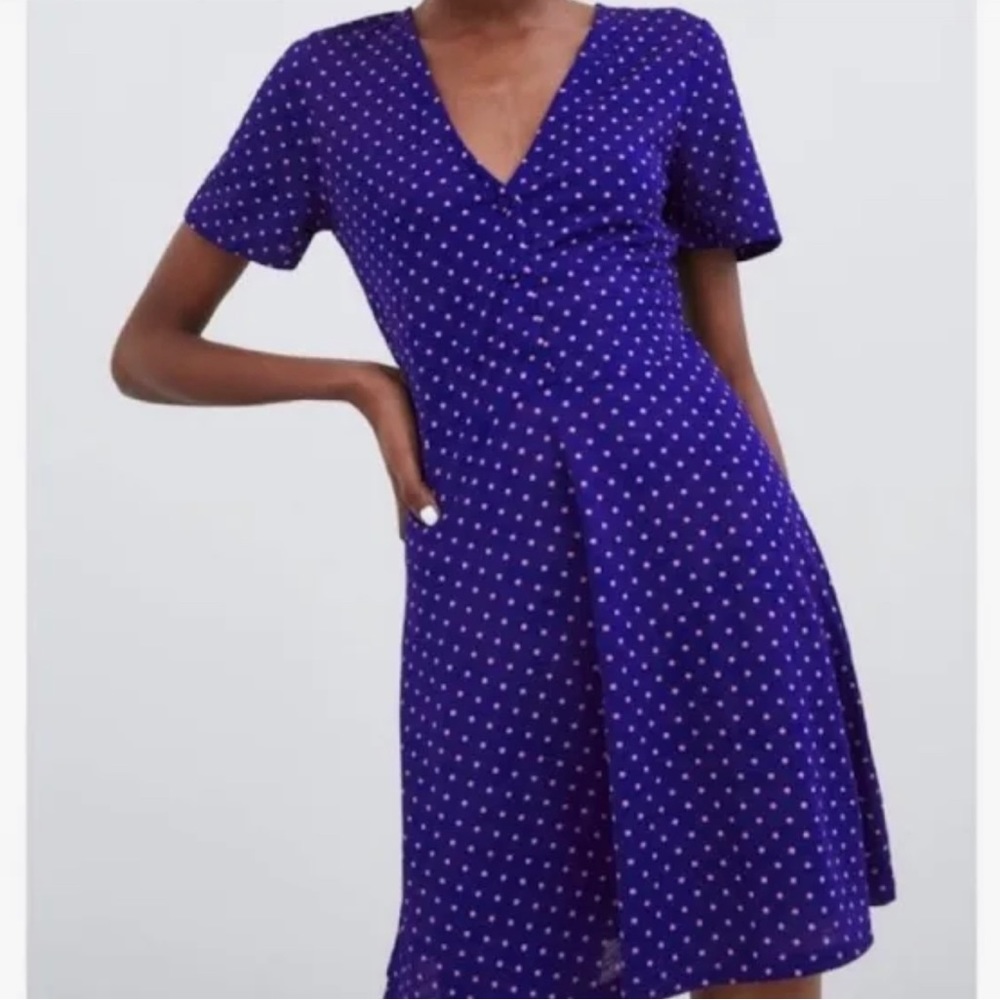 Zara Navy Polka Dot Dress💙